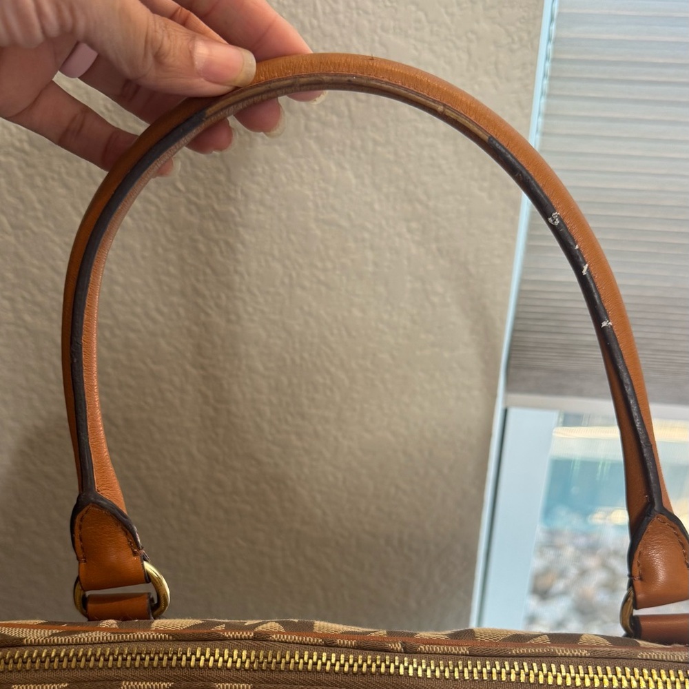 Michael Kors MK Signature Logo Canvas Satchel‎ Shoulder Bag Tan / Brown Monogram - Picture 4 of 9